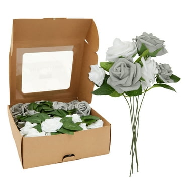 Buy 3 get the 4th free 6 Artifical Foam Roses Wedding Flowers Gold Or Silver